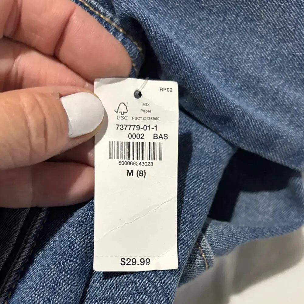 Old Navy M 8 Classic Blue Jean Jacket cotton spandex shaped fit NWT